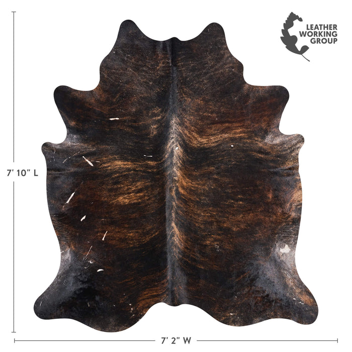Vintage Dark Brindle Cowhide Rug Size 7'10" L x 7'2" W 9744