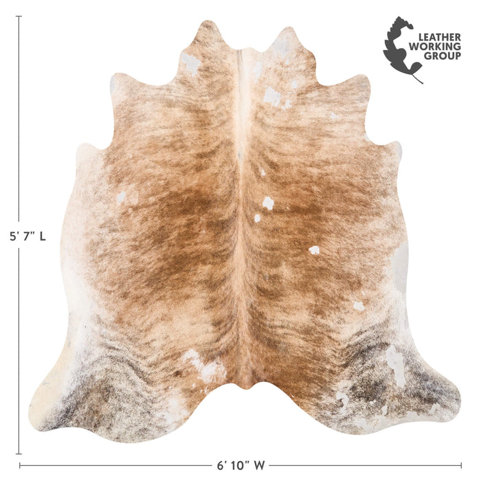 Vintage Light Brindle Cowhide Rug Size 5'7" L x 6'10" W 9749