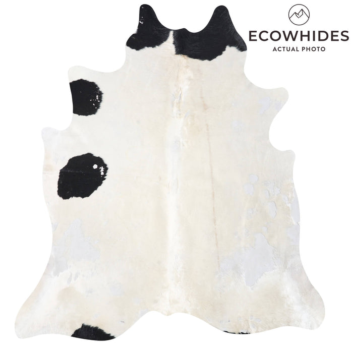 Vintage Black and White Cowhide Rug Size 7'2" L x 6'6" W 9770