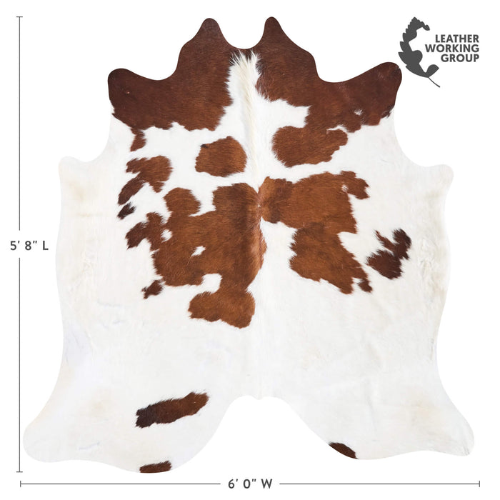 Vintage Brown and White Cowhide Rug Size 5'8" L x 6'0" W 9815