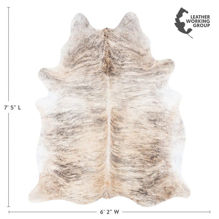 Brazilian Light Grey Brindle Cowhide Rug Size 7'5" L x 6'2" W 9905