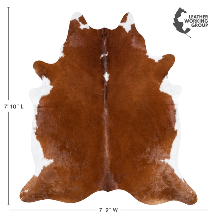 Brazilian Brown and White Cowhide Rug Size 7'10" L x 7'9" W 9918