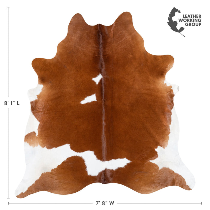 Brazilian Brown and White Cowhide Rug Size 8'1" L x 7'8" W 9926