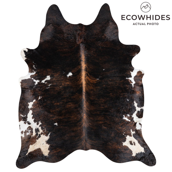 Brazilian Dark Tricolor Cowhide Rug Size 7'11" L x 6'9" W 9927