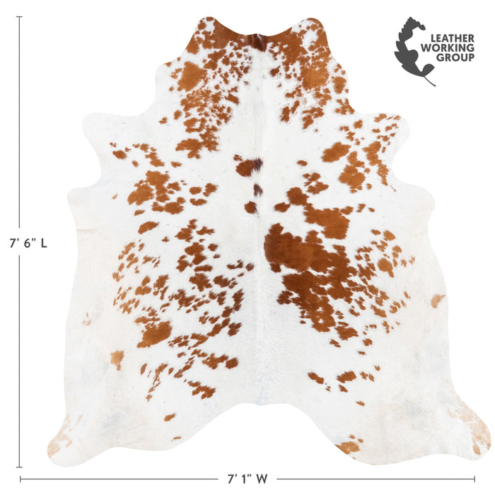Brazilian Brown and White Cowhide Rug Size 7'6" L x 7'1" W 9932