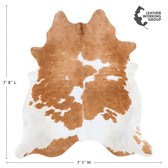 Brazilian Brown and White Cowhide Rug Size 7'8" L x 7'1" W 9934