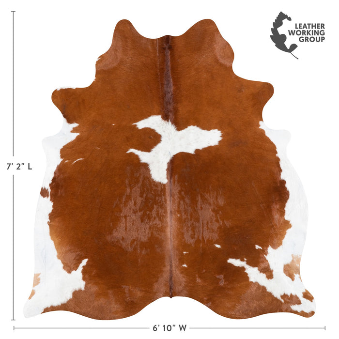 Brazilian Brown and White Cowhide Rug Size 7'2" L x 6'10" W 9939