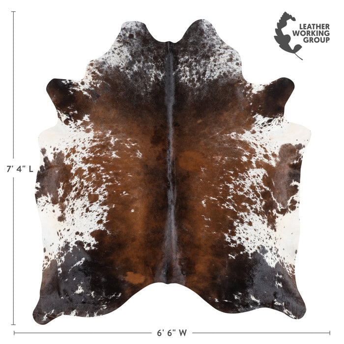 Brazilian Chocolate and White Cowhide Rug Size 7'4" L x 6'6" W 9960