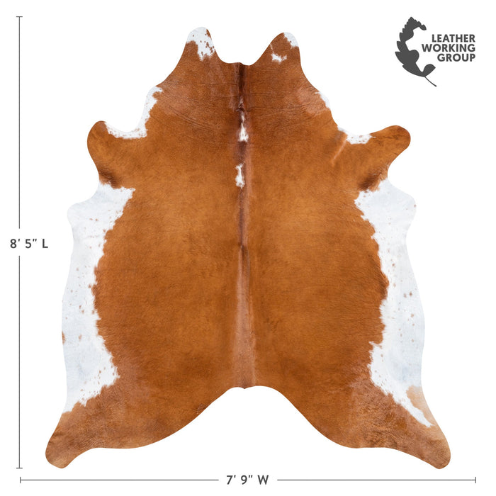 Brazilian Brown and White Cowhide Rug Size 8'5" L x 7'9" W 9962