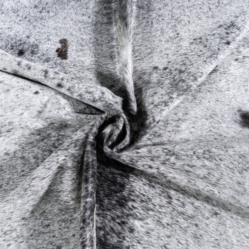 Brazilian Black Salt and Pepper Cowhide Rug Size 7'10" L x 6'10" W 6815