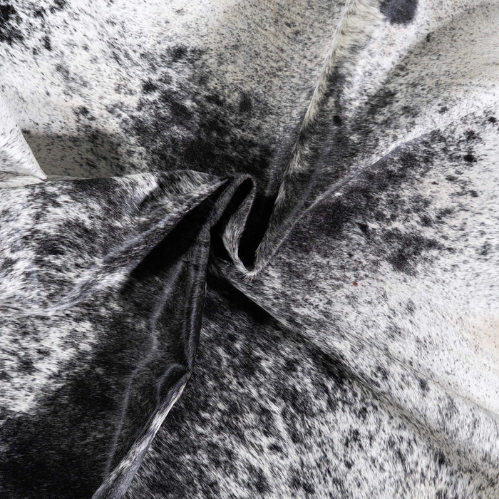 Brazilian Black Salt and Pepper Cowhide Rug Size 6'11" L x 6'6" W 6832
