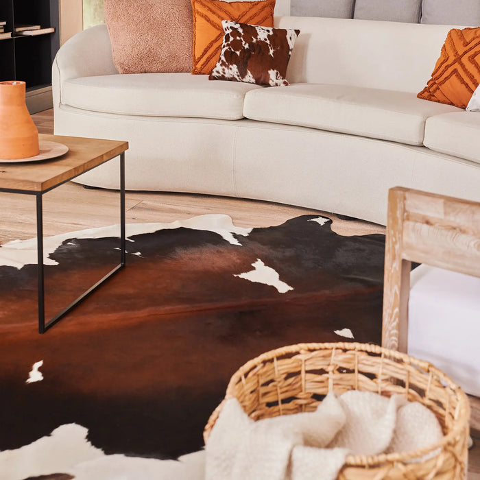 Chocolate and White Brazilian Cowhide Rug