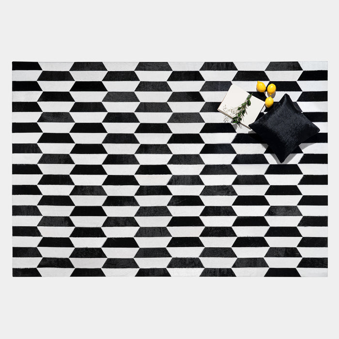 Figaro Black and White Patchwork Cowhide Rug