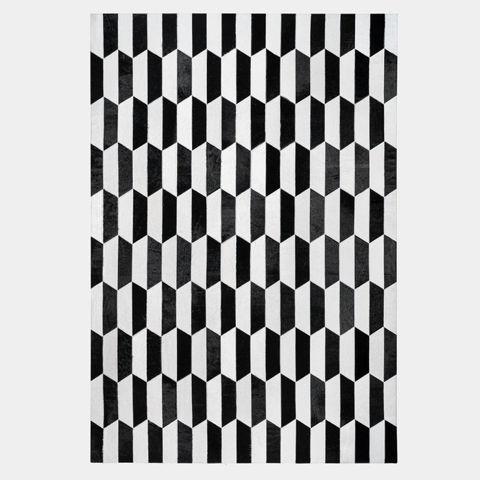Figaro Black and White Patchwork Cowhide Rug
