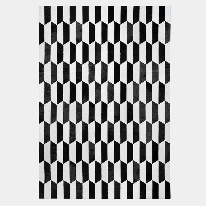 Figaro Black And White Patchwork Cowhide Rug , Anti-Slip Backing | eCowhides | eCowhides