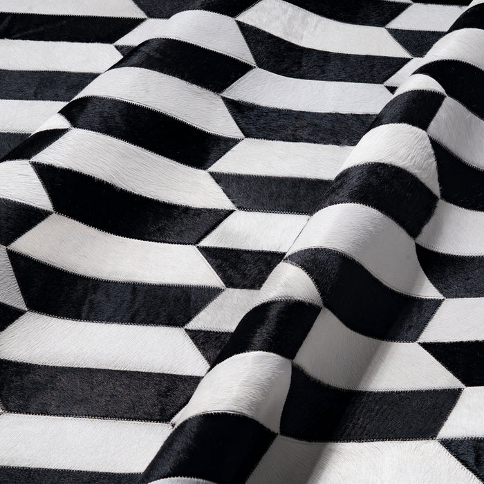 Figaro Black and White Patchwork Cowhide Rug