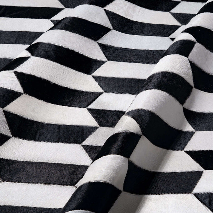 Figaro Black And White Patchwork Cowhide Rug , Anti-Slip Backing | eCowhides | eCowhides