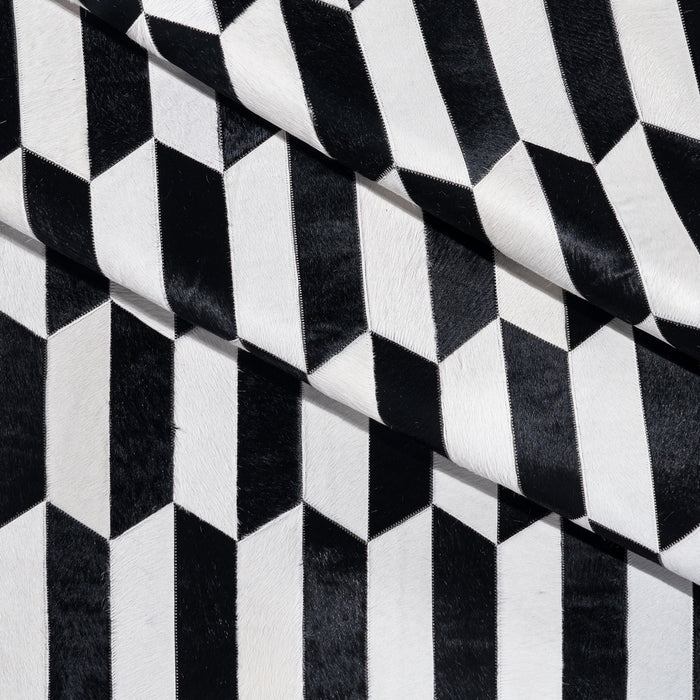 Figaro Black and White Patchwork Cowhide Rug