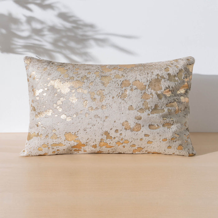 Metallic Gold Cowhide Pillow