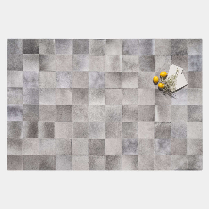 Rhodes Grey Cowhide Rug, Natural Suede Leather | eCowhides