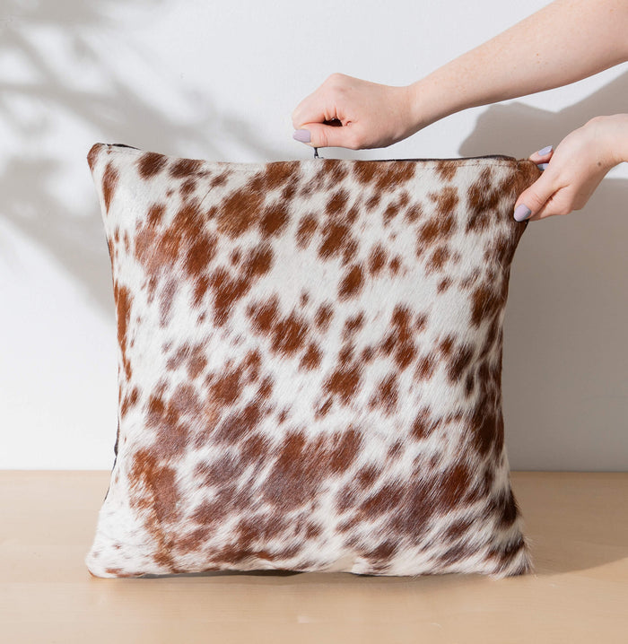 Brown Salt and Pepper Cowhide Pillow