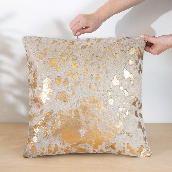 Quality - Metallic Gold Cowhide Pillow