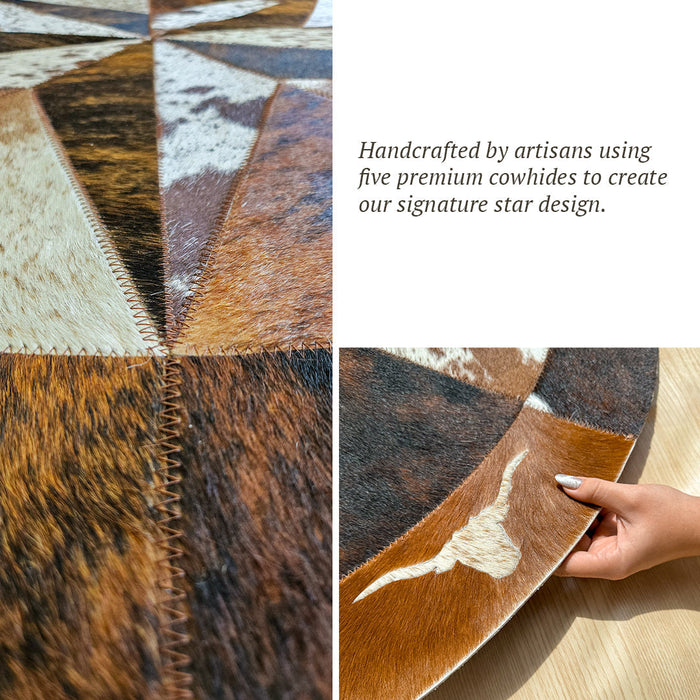 Texas Cowhide Star Round Rug Size 40 Inches S-104