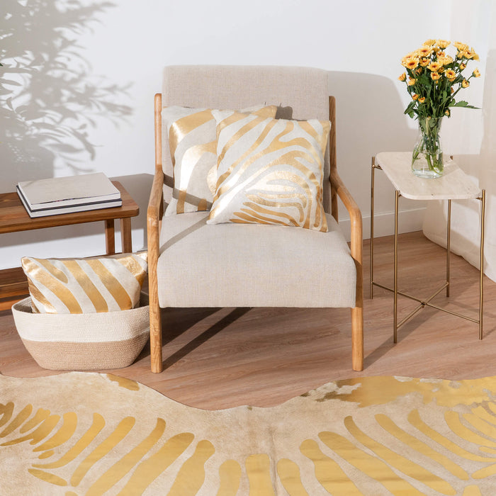 Zebra Gold Cowhide Pillow