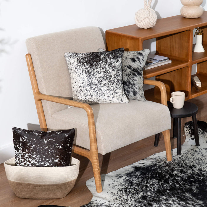 Black Salt and Pepper Cowhide Pillow