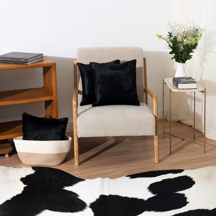 Solid Black Cowhide Pillow
