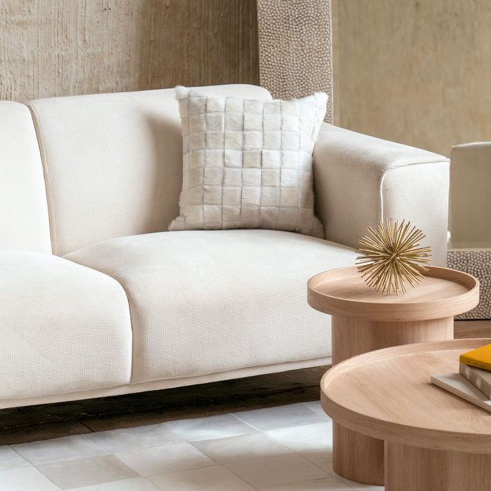 White Cowhide Patchwork Pillow