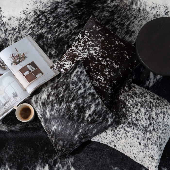Black Salt and Pepper Cowhide Pillow