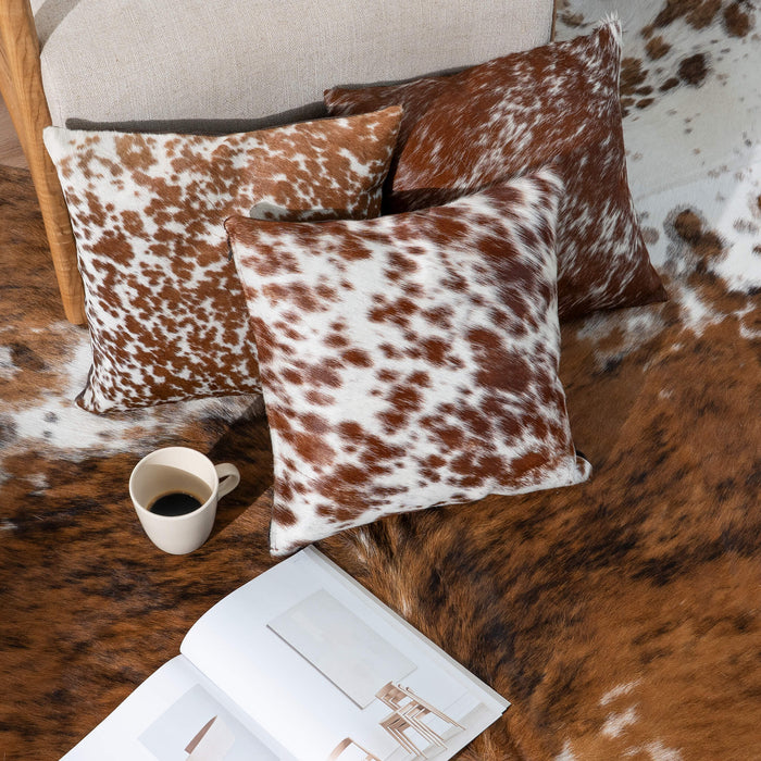 Brown Salt and Pepper Cowhide Pillow