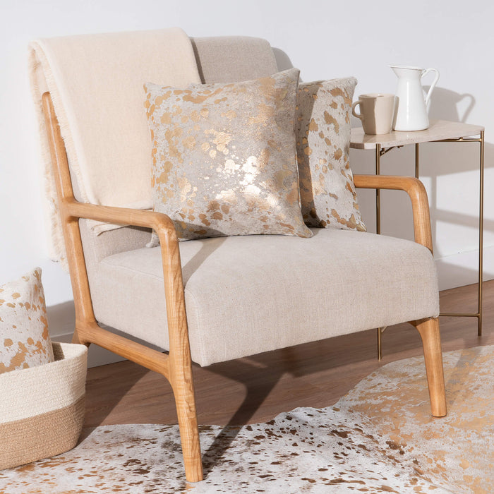 Metallic Gold Cowhide Pillow