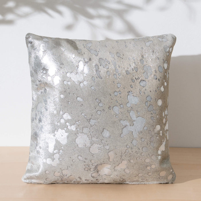 Metallic Silver Cowhide Pillow | Cowhides