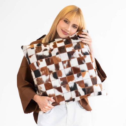 Allergy Free - Tricolor Cowhide Patchwork Pillow