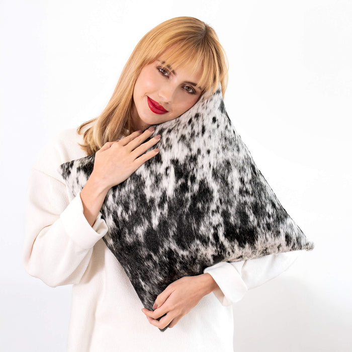 Black Salt and Pepper Cowhide Pillow