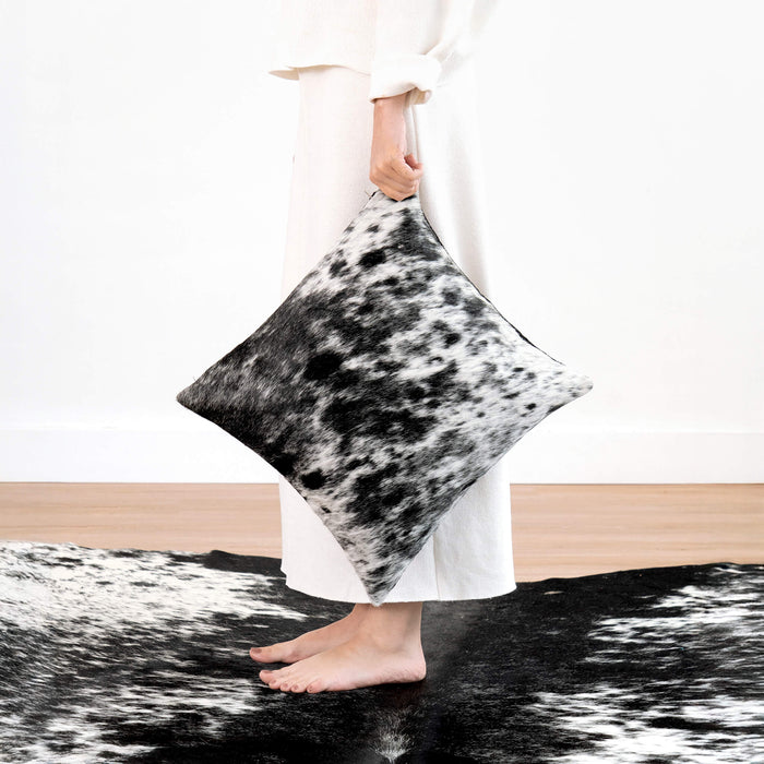 Black Salt and Pepper Cowhide Pillow