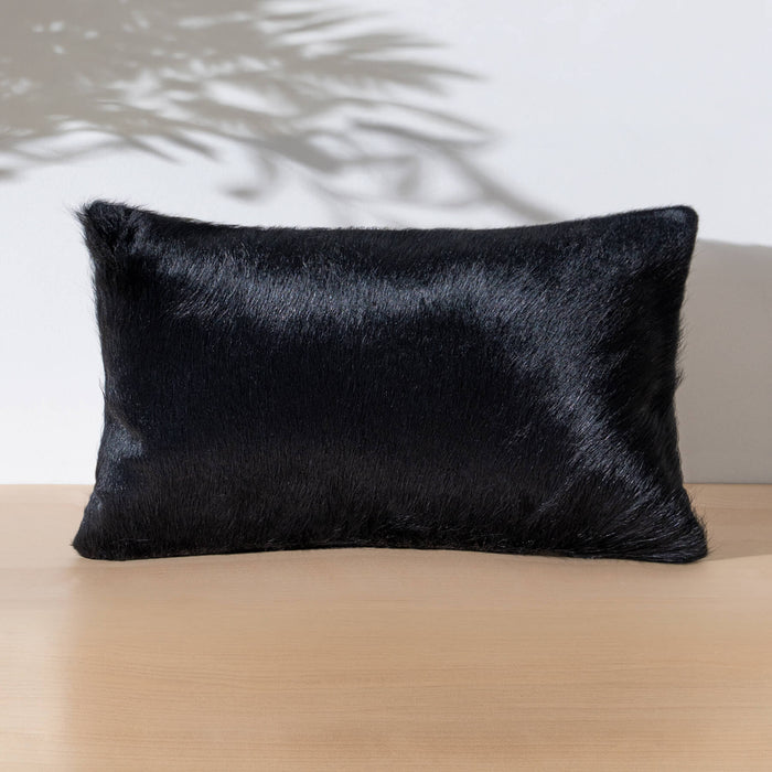 Solid Black Cowhide Pillow