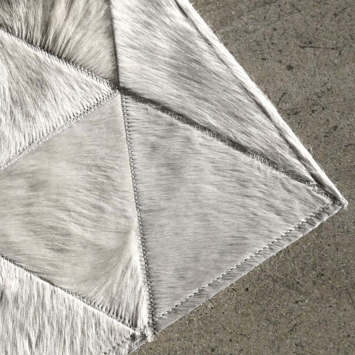 Pyramid White Cowhide Patchwork, Anti-Slip Backing | eCowhides