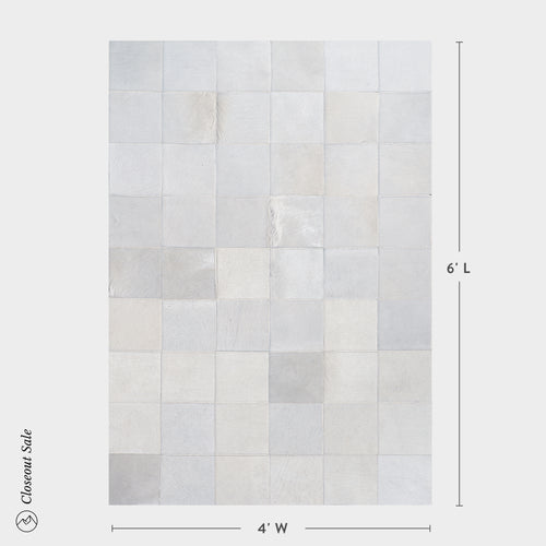 Rhodes White Cowhide Rug Size 6 x 4 Feet on Sale
