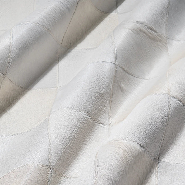 Rhodes White Cowhide Rug, Natural Suede Leather | eCowhides