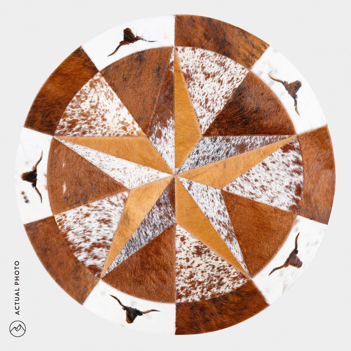 Texas Cowhide Star Round Rug Size 40 Inches S-105