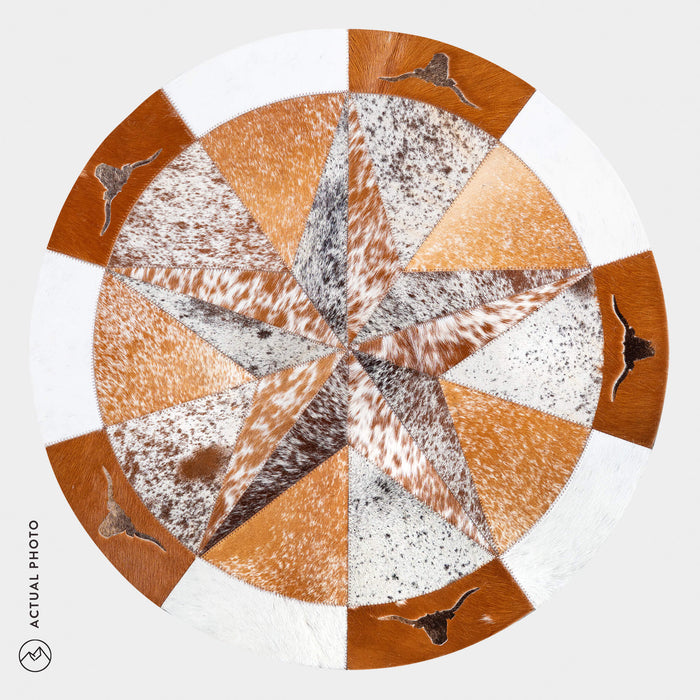Texas Cowhide Star Round Rug Size 40 Inches S-108