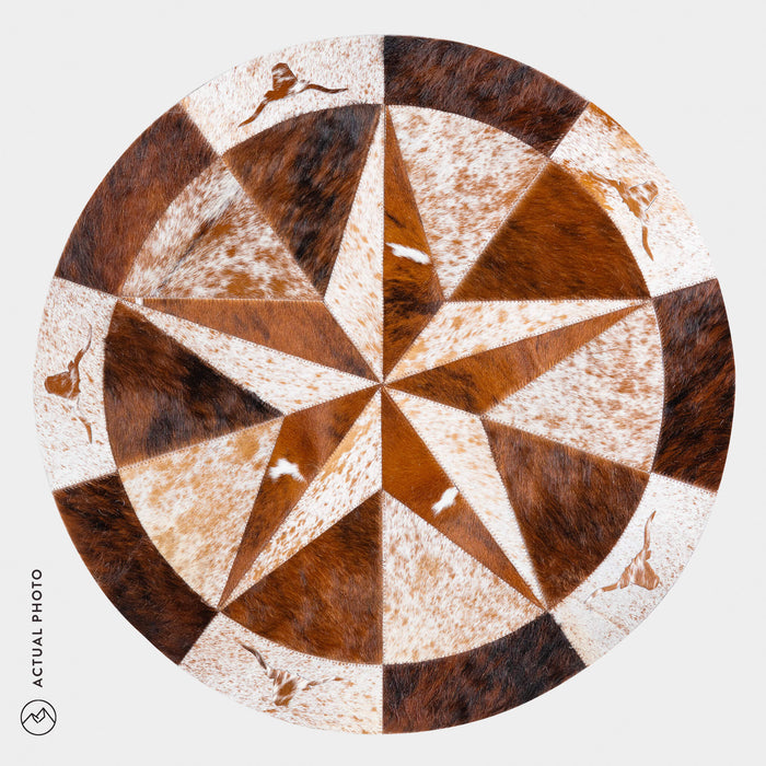 Texas Cowhide Star Round Rug Size 40 Inches S-109