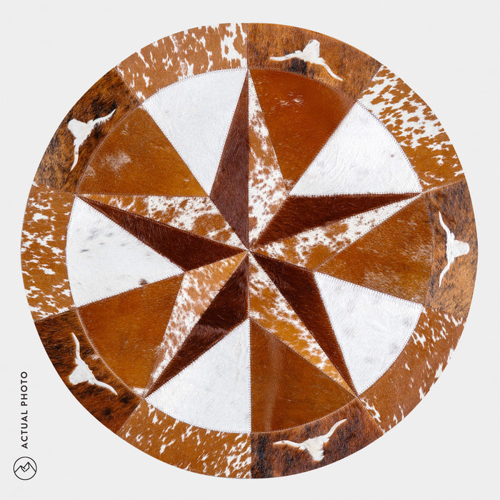 Texas Cowhide Star Round Rug Size 40 Inches S-110