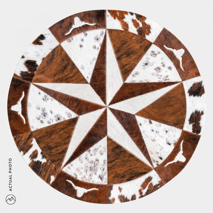 Texas Cowhide Star Round Rug Size 40 Inches S-124