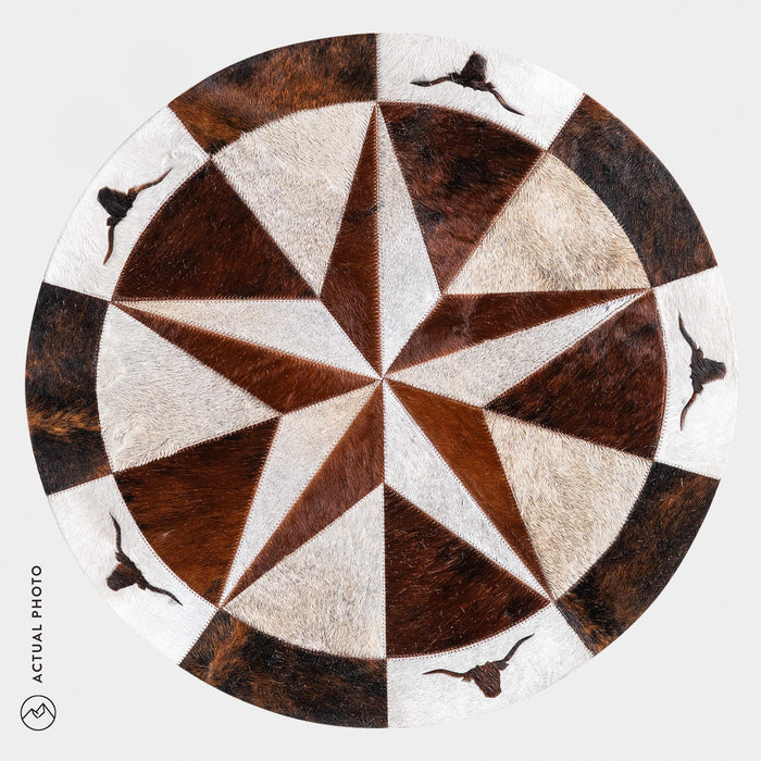 Texas Cowhide Star Round Rug Size 40 Inches S-127