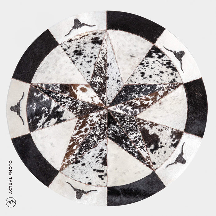 Texas Cowhide Star Round Rug Size 40 Inches S-136