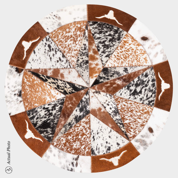 Texas Cowhide Star Round Rug Size 40 Inches S-44
